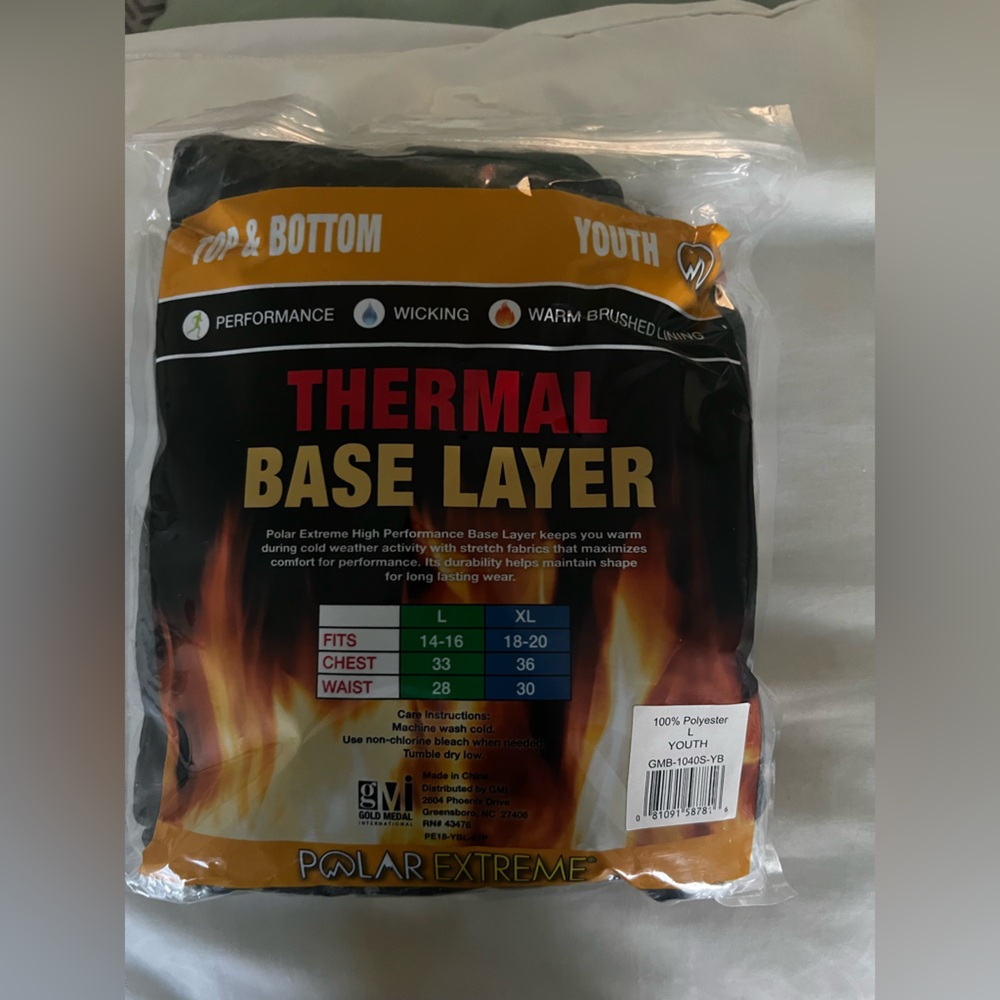 Black Thermal Base Layer Set Long Underwear. Youth Large. 14/16 - Picture 2 of 4